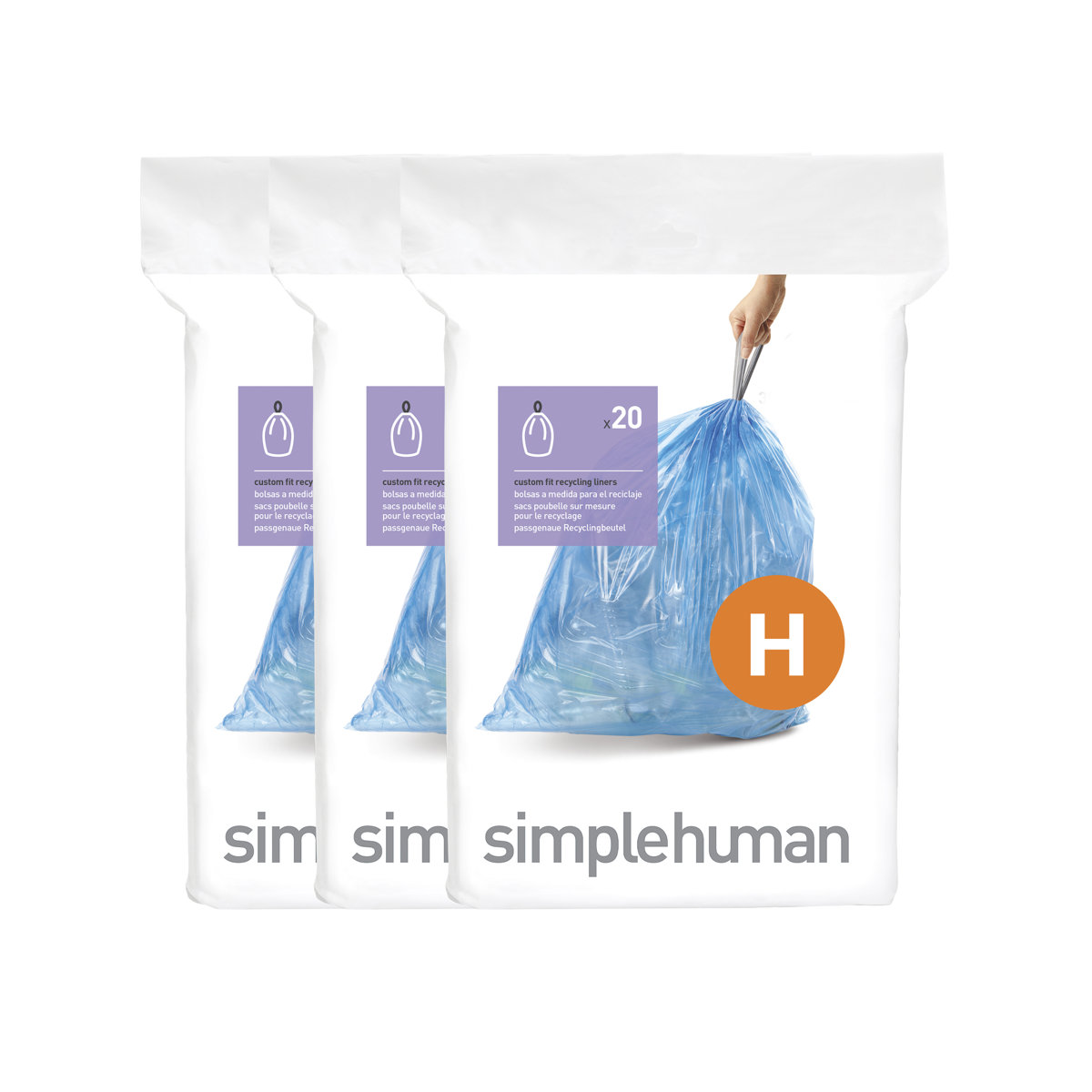 Simplehuman Code H Custom Fit Drawstring Trash Bags, 30-35 Liter / 8-9.2 Gallon